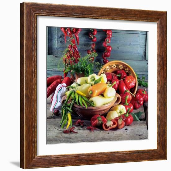 Still Life with Various Hungarian Peppers-null-Framed Photographic Print