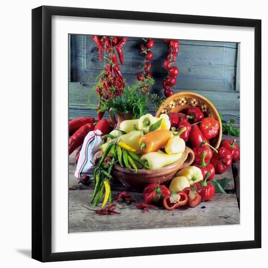 Still Life with Various Hungarian Peppers-null-Framed Photographic Print