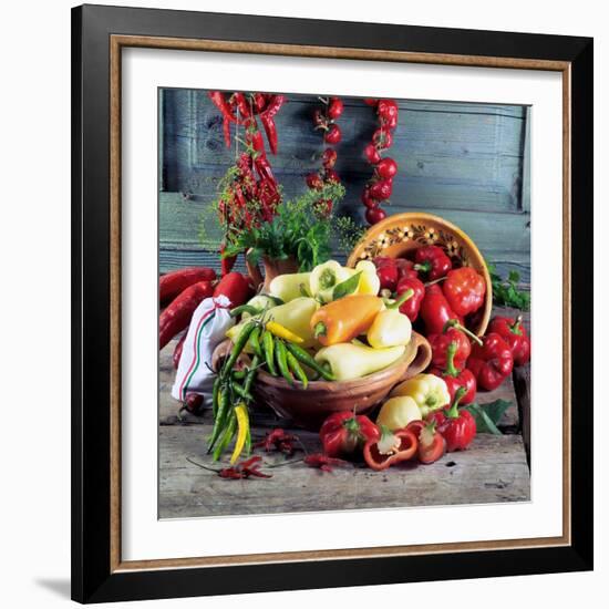 Still Life with Various Hungarian Peppers-null-Framed Photographic Print