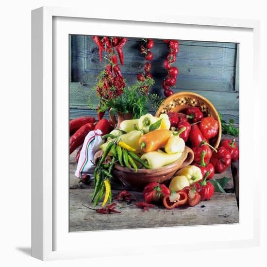 Still Life with Various Hungarian Peppers-null-Framed Photographic Print