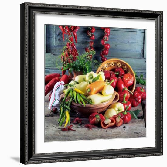 Still Life with Various Hungarian Peppers-null-Framed Photographic Print