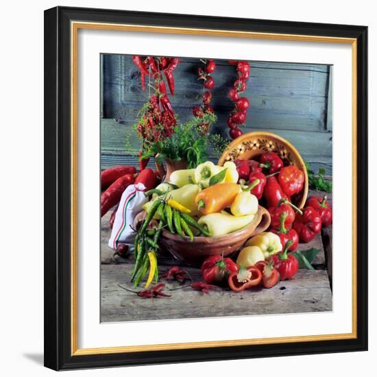 Still Life with Various Hungarian Peppers-null-Framed Photographic Print