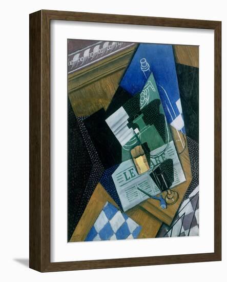 Still Life with Water Bottle, Bottle and Fruit Dish, 1915-Juan Gris-Framed Giclee Print