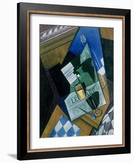 Still Life with Water Bottle, Bottle and Fruit Dish, 1915-Juan Gris-Framed Giclee Print