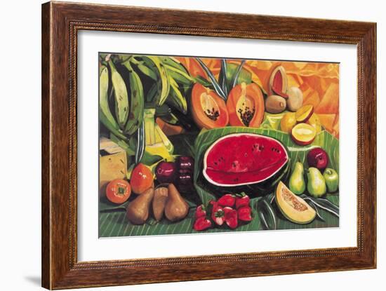 Still Life with Watermelon, 2005-Pedro Diego Alvarado-Framed Giclee Print