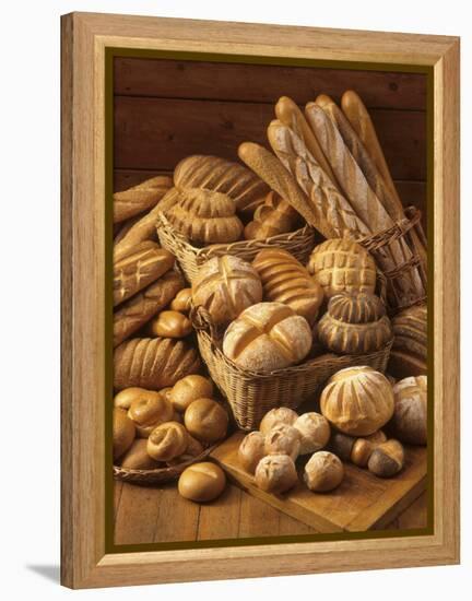 Still Life with White Bread, Bread Rolls & Bread Sticks-Gerrit Buntrock-Framed Premier Image Canvas