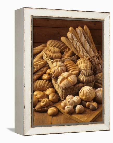 Still Life with White Bread, Bread Rolls & Bread Sticks-Gerrit Buntrock-Framed Premier Image Canvas