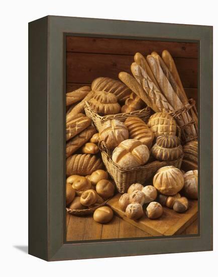 Still Life with White Bread, Bread Rolls & Bread Sticks-Gerrit Buntrock-Framed Premier Image Canvas