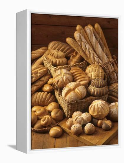 Still Life with White Bread, Bread Rolls & Bread Sticks-Gerrit Buntrock-Framed Premier Image Canvas
