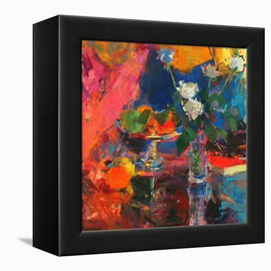 Still Life with White Roses-Peter Graham-Framed Premier Image Canvas