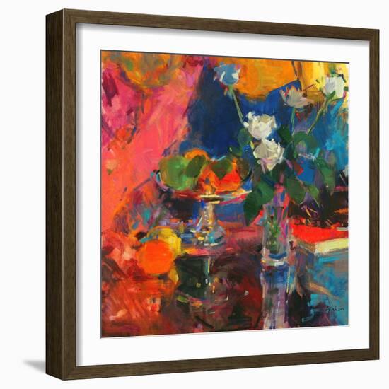 Still Life with White Roses-Peter Graham-Framed Giclee Print