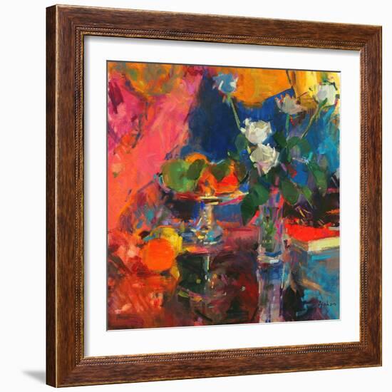 Still Life with White Roses-Peter Graham-Framed Giclee Print