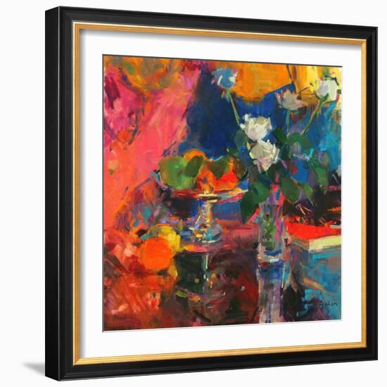 Still Life with White Roses-Peter Graham-Framed Giclee Print