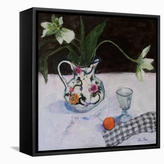 Still Life with White Tulips and a Glass, 2019 (Acrylic)-Ann Oram-Framed Premier Image Canvas