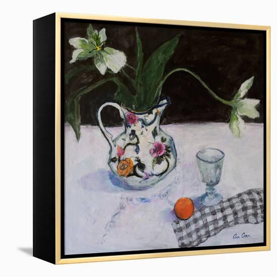 Still Life with White Tulips and a Glass, 2019 (Acrylic)-Ann Oram-Framed Premier Image Canvas