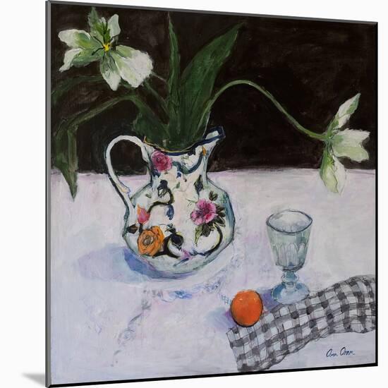 Still Life with White Tulips and a Glass, 2019 (Acrylic)-Ann Oram-Mounted Giclee Print