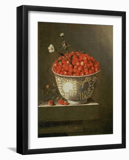 Still Life with Wild Strawberries in a Chinese Bowl-Adrian Coorte-Framed Giclee Print