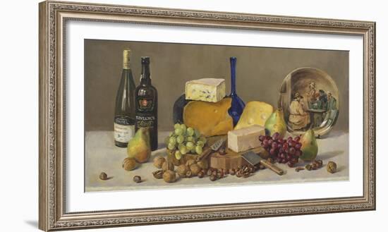 Still Life With Wine And Cheese-Valeriy Chuikov-Framed Giclee Print