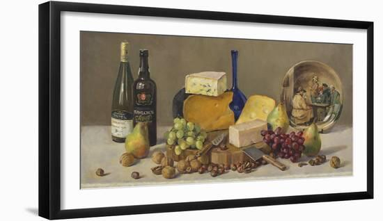 Still Life With Wine And Cheese-Valeriy Chuikov-Framed Giclee Print