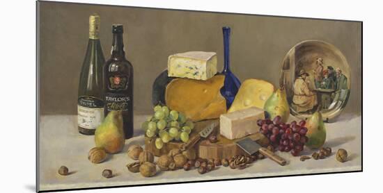 Still Life With Wine And Cheese-Valeriy Chuikov-Mounted Giclee Print