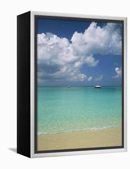 Still Turquoise Sea off Seven Mile Beach, Grand Cayman, Cayman Islands, West Indies-Ruth Tomlinson-Framed Premier Image Canvas