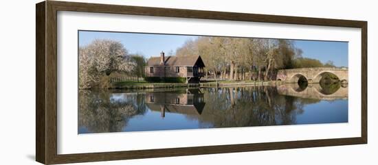 Still waters of River Thames flow under Shillingford bridge, Oxfordshire-Charles Bowman-Framed Photographic Print