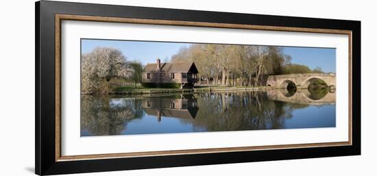 Still waters of River Thames flow under Shillingford bridge, Oxfordshire-Charles Bowman-Framed Photographic Print