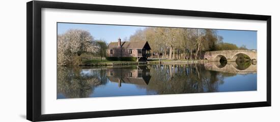 Still waters of River Thames flow under Shillingford bridge, Oxfordshire-Charles Bowman-Framed Photographic Print