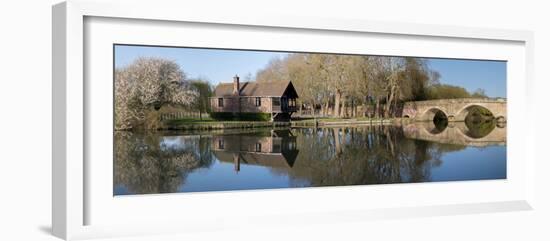 Still waters of River Thames flow under Shillingford bridge, Oxfordshire-Charles Bowman-Framed Photographic Print