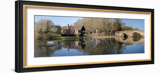 Still waters of River Thames flow under Shillingford bridge, Oxfordshire-Charles Bowman-Framed Photographic Print