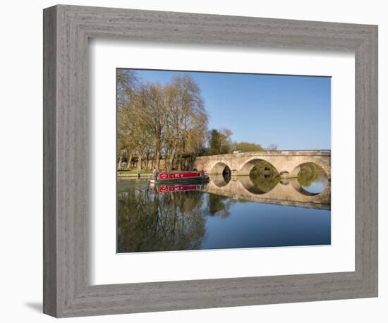 Still waters of River Thames flow under Shillingford bridge, Oxfordshire-Charles Bowman-Framed Photographic Print
