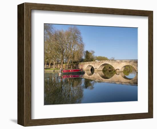 Still waters of River Thames flow under Shillingford bridge, Oxfordshire-Charles Bowman-Framed Photographic Print