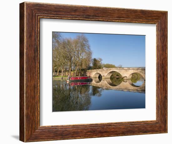 Still waters of River Thames flow under Shillingford bridge, Oxfordshire-Charles Bowman-Framed Photographic Print