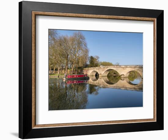 Still waters of River Thames flow under Shillingford bridge, Oxfordshire-Charles Bowman-Framed Photographic Print