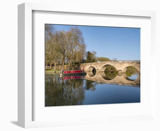 Still waters of River Thames flow under Shillingford bridge, Oxfordshire-Charles Bowman-Framed Photographic Print