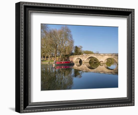 Still waters of River Thames flow under Shillingford bridge, Oxfordshire-Charles Bowman-Framed Photographic Print