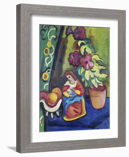 Stilleben Mit Madonna, Petunie Und Aepfeln, 1911-Auguste Macke-Framed Giclee Print