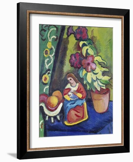 Stilleben Mit Madonna, Petunie Und Aepfeln, 1911-Auguste Macke-Framed Giclee Print