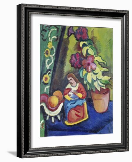 Stilleben Mit Madonna, Petunie Und Aepfeln, 1911-Auguste Macke-Framed Giclee Print