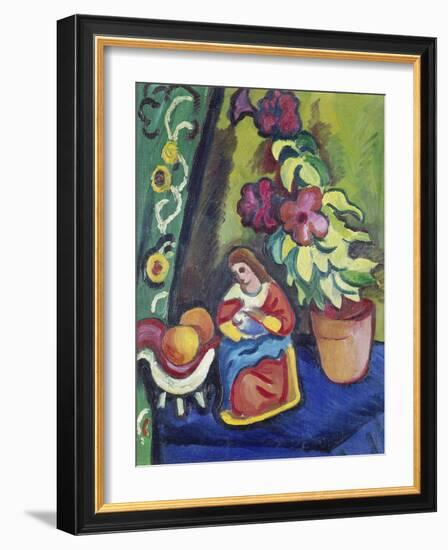 Stilleben Mit Madonna, Petunie Und Aepfeln, 1911-Auguste Macke-Framed Giclee Print