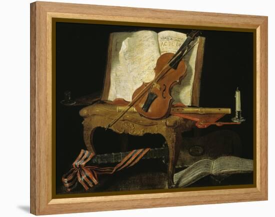 Stillleben mit Violine-Jean-Baptiste Oudry-Framed Premier Image Canvas