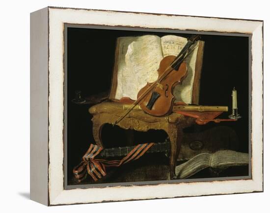 Stillleben mit Violine-Jean-Baptiste Oudry-Framed Premier Image Canvas