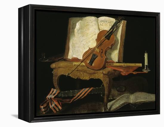 Stillleben mit Violine-Jean-Baptiste Oudry-Framed Premier Image Canvas