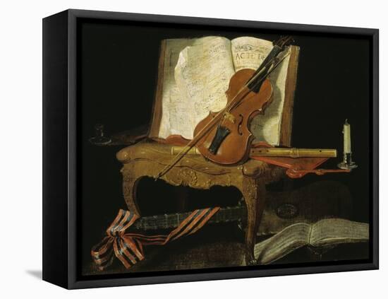 Stillleben mit Violine-Jean-Baptiste Oudry-Framed Premier Image Canvas