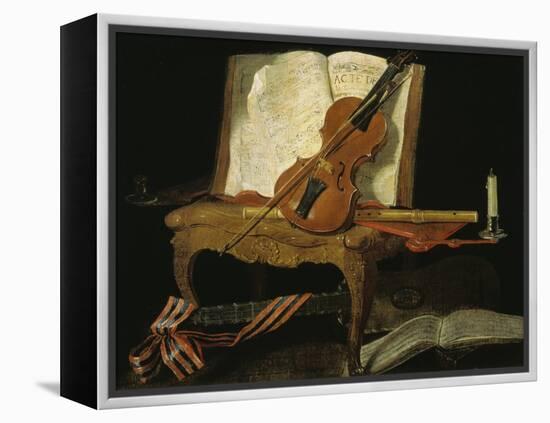 Stillleben mit Violine-Jean-Baptiste Oudry-Framed Premier Image Canvas