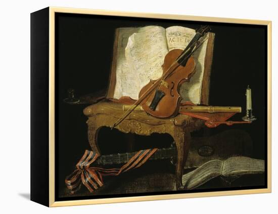 Stillleben mit Violine-Jean-Baptiste Oudry-Framed Premier Image Canvas