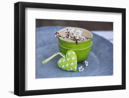 Stilllife, Green, Heart, Bowl, Cherry Flowers-Andrea Haase-Framed Photographic Print