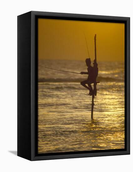 Stilt Fisherman (Pole Fisherman), Sri Lanka-Michael Busselle-Framed Premier Image Canvas