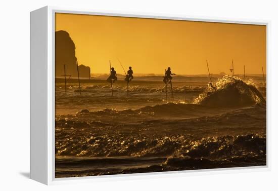 Stilt Fishermen at Sunrise-Alex Saberi-Framed Premier Image Canvas