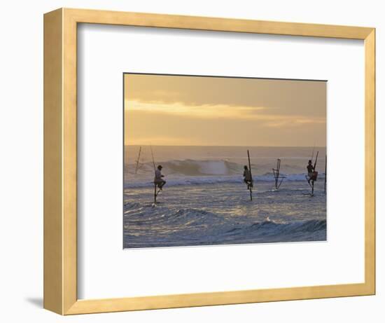 Stilt Fishermen at Weligama, South Coast, Sri Lanka, Asia-Peter Barritt-Framed Photographic Print